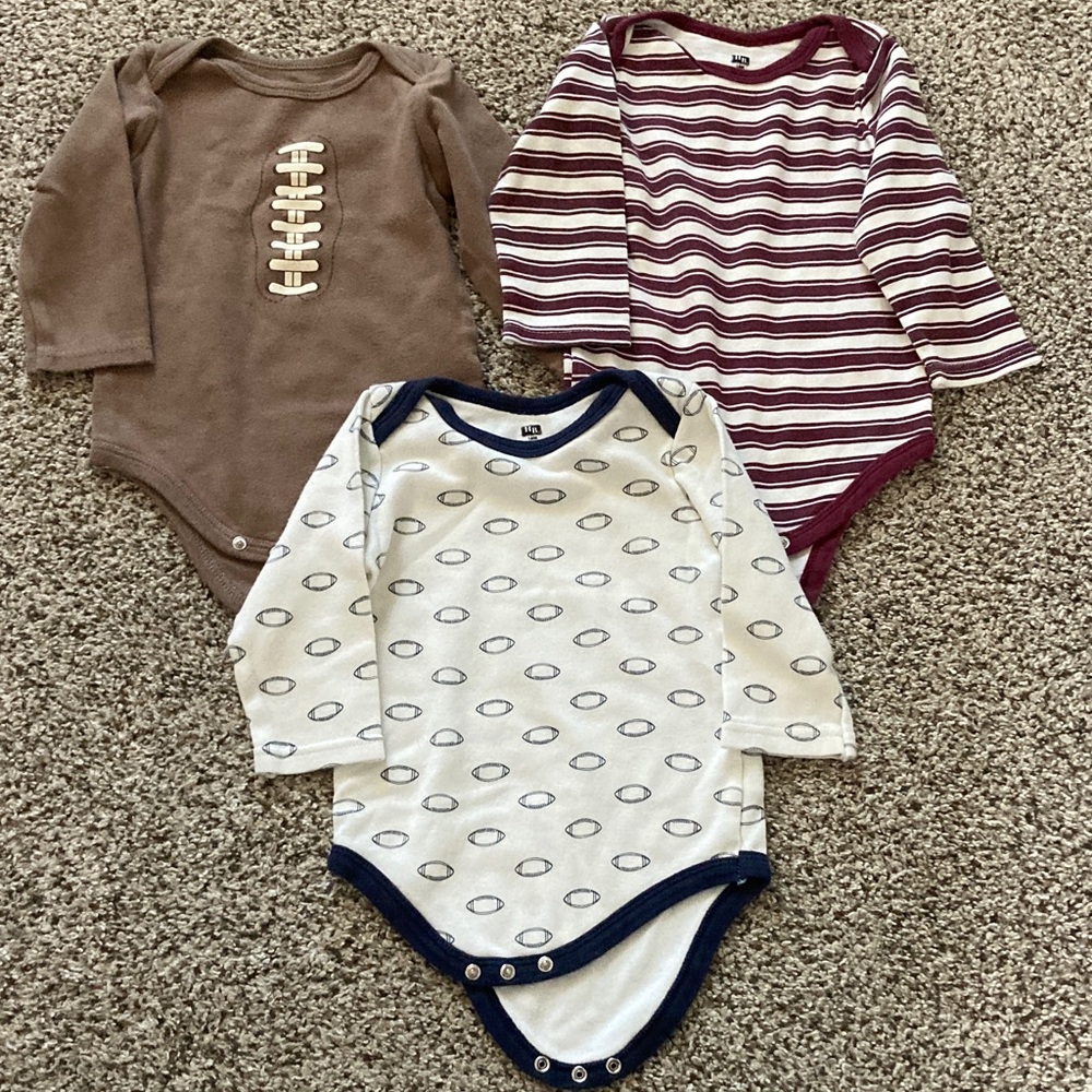 3 Baby Football Bodysuits